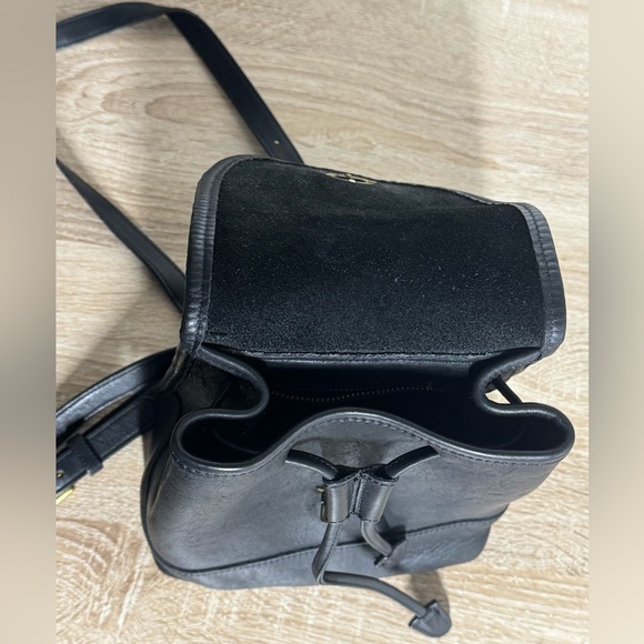 Vintage Coach Black Leather Wome Backpack Turnlock Drawstring Daypack - Picture 15 of 16